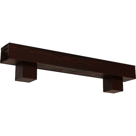 Ekena Millwork Kit w/ Alamo Corbels, NaturaL Pecan, 8"H x 8"D x 72"W Sandblasted Faux Wood Fireplace ManteL MANUSD08X08X72AOPE
